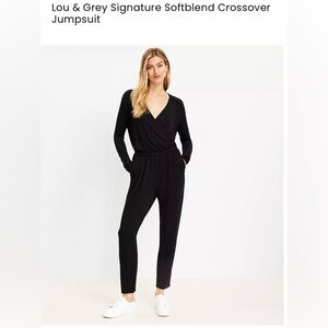 Loft Lou & Grey Softblend Black Crossover Women's Jumpsuit Lg